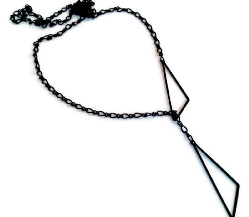 Black Chain Lariat with Triangles